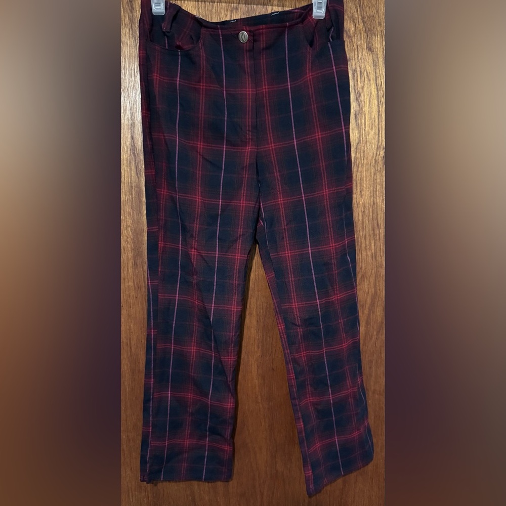 Candie's Plaid Ankle Pants Pink, Red, and Black Size 5 Juniors | Misses